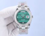ROLEX Day-date Replica with Diamond Bezel Stainless Steel Automatic  41MM Green Watch